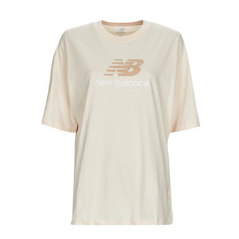 Oblačila Ženske Majice s kratkimi rokavi New Balance Essentials Stacked Logo T-Shirt Bež