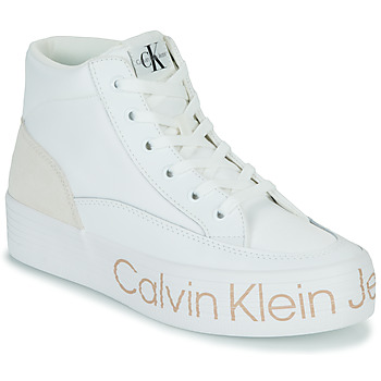 Čevlji  Ženske Visoke superge Calvin Klein Jeans VULC FLATF MID WRAP AROUND LOGO Bela