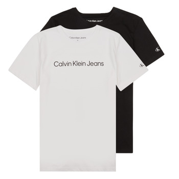 Oblačila Dečki Majice s kratkimi rokavi Calvin Klein Jeans CKJ LOGO 2-PACK T-SHIRT X2 Črna / Bela