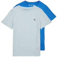 Oblačila Dečki Majice s kratkimi rokavi Calvin Klein Jeans PACK MONOGRAM TOP X2 Modra / Modra
