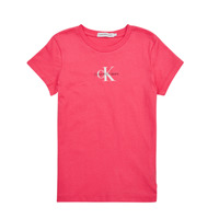 Oblačila Deklice Majice s kratkimi rokavi Calvin Klein Jeans MICRO MONOGRAM TOP Rožnata