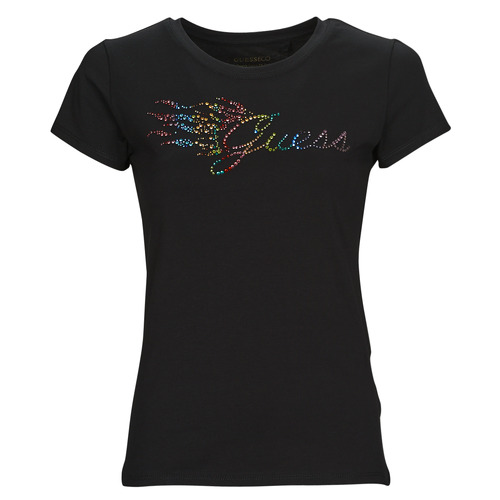 Oblačila Ženske Majice s kratkimi rokavi Guess SS GUESS FLAME LOGO R4 Črna