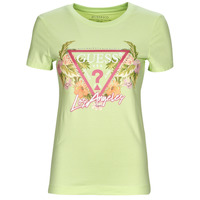 Oblačila Ženske Majice s kratkimi rokavi Guess SS CN TRIANGLE FLOWERS TEE Zelena