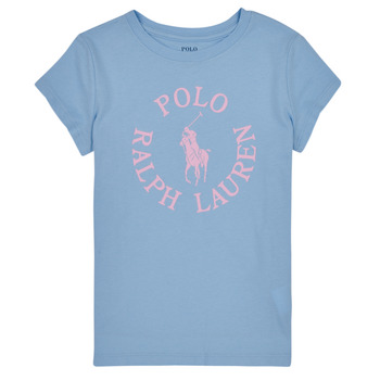 Oblačila Deklice Majice s kratkimi rokavi Polo Ralph Lauren SS GRAPHIC T-KNIT SHIRTS-T-SHIRT Modra / Nebeško modra / Rožnata