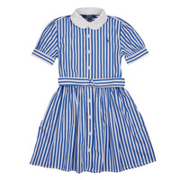 Oblačila Deklice Kratke obleke Polo Ralph Lauren MAGALIE DRS-DRESSES-DAY DRESS Modra / Bela
