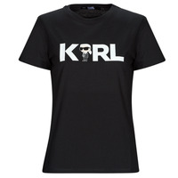 Oblačila Ženske Majice s kratkimi rokavi Karl Lagerfeld IKONIK 2.0 KARL LOGO T-SHIRT Črna