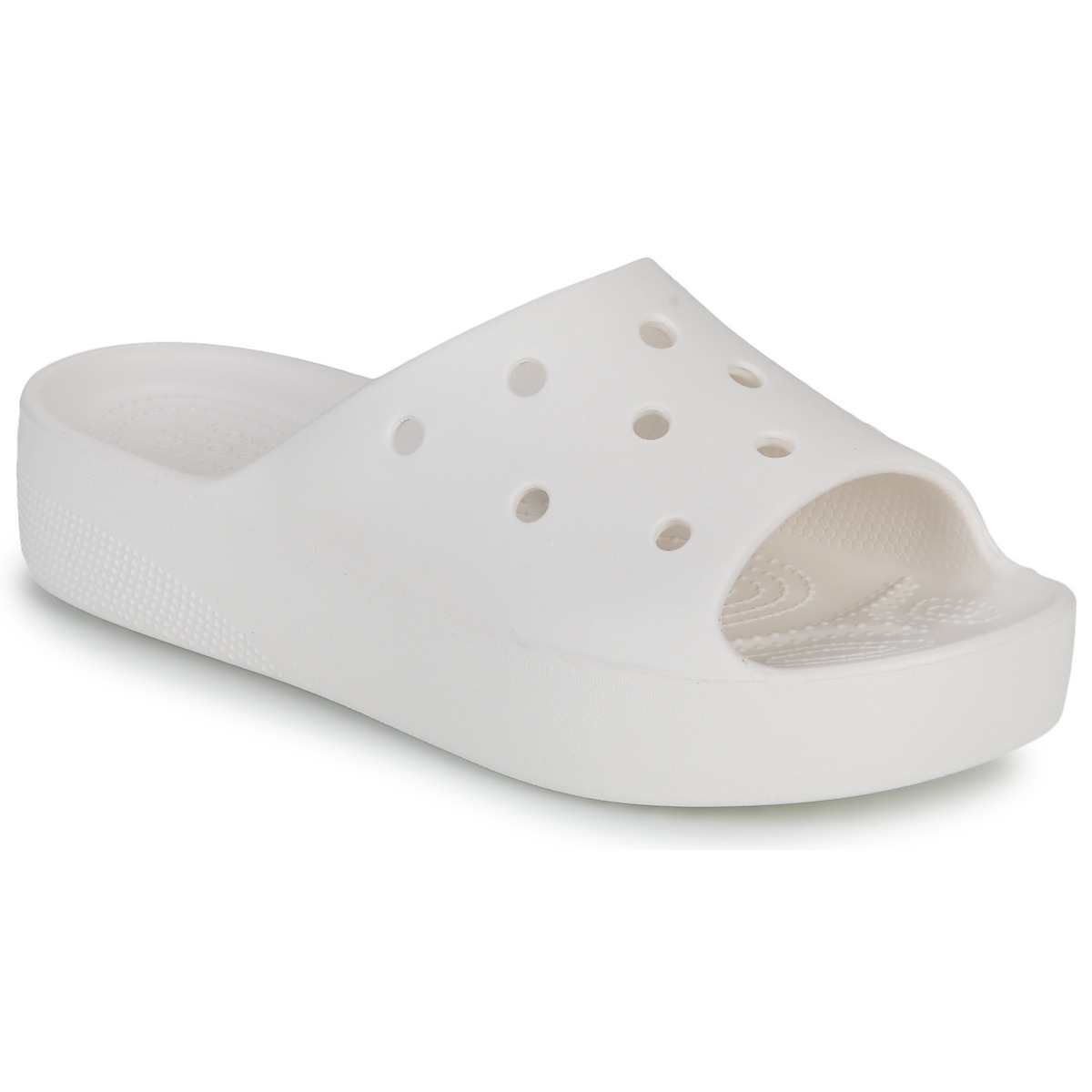 Čevlji  Natikači Crocs CLASSIC PLATFORM SLIDE Bela