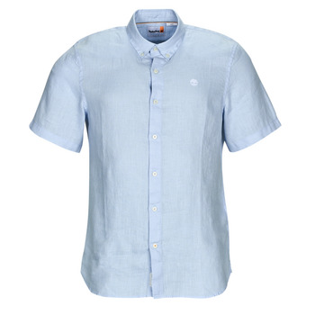 Oblačila Moški Srajce s kratkimi rokavi Timberland SS Mill River Linen Shirt Slim Modra / Nebeško modra