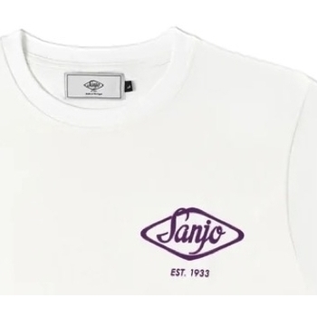 Oblačila Moški Majice & Polo majice Sanjo Flocked Logo T-Shirt - White Bela