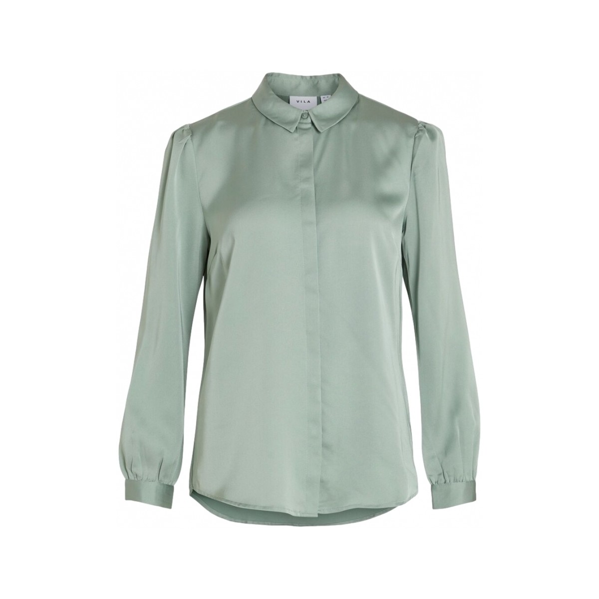 Oblačila Ženske Topi & Bluze Vila Shirt Ellette Satin L/S - Green/Milieu Zelena