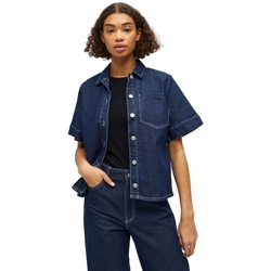 Oblačila Ženske Topi & Bluze Object Shirt Gemme - Dark Blue Denim Modra