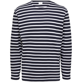 Oblačila Moški Majice & Polo majice Selected Noos Briac Stripe L/S T-Shirt - Navy Blazer Modra