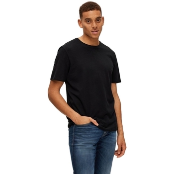 Oblačila Moški Majice & Polo majice Selected Noos Pan Linen T-Shirt - Black Črna