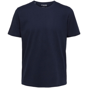 Oblačila Moški Majice & Polo majice Selected Noos Pan Linen T-Shirt - Navy Blazer Modra