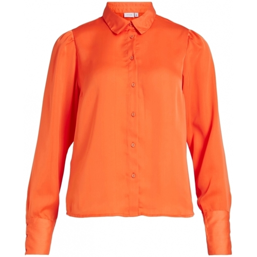Oblačila Ženske Topi & Bluze Vila Shirt Renny L/S - Tigerlilly Oranžna
