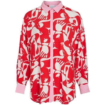 Oblačila Ženske Topi & Bluze Vila Shirt Kikki Mat L/S - Flame Scarlet Rdeča