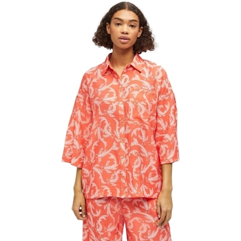 Oblačila Ženske Topi & Bluze Object Shirt Rio 3/4 - Hot Coral Oranžna