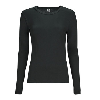 Oblačila Ženske Majice z dolgimi rokavi Petit Bateau ML COL ROND Črna