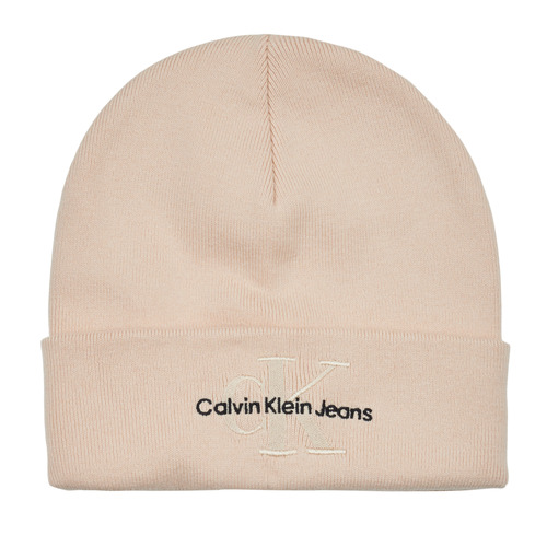 Tekstilni dodatki Ženske Kape Calvin Klein Jeans MONOLOGO EMBRO BEANIE Bež
