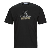 Oblačila Moški Majice s kratkimi rokavi Calvin Klein Jeans STACKED ARCHIVAL TEE Črna