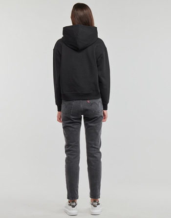 Calvin Klein Jeans WOVEN LABEL HOODIE Črna