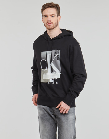 Oblačila Moški Puloverji Calvin Klein Jeans CONNECTED LAYER LANDSCAPE HOODIE Črna