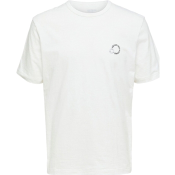 Oblačila Moški Majice & Polo majice Selected Logo Print T-Shirt - Cloud Dancer Bela