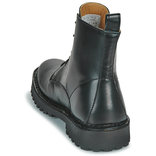 Selected SLHRICKY LEATHER LACE-UP BOOT Črna