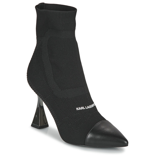 Čevlji  Ženske Gležnjarji Karl Lagerfeld DEBUT Mix Knit Ankle Boot Črna