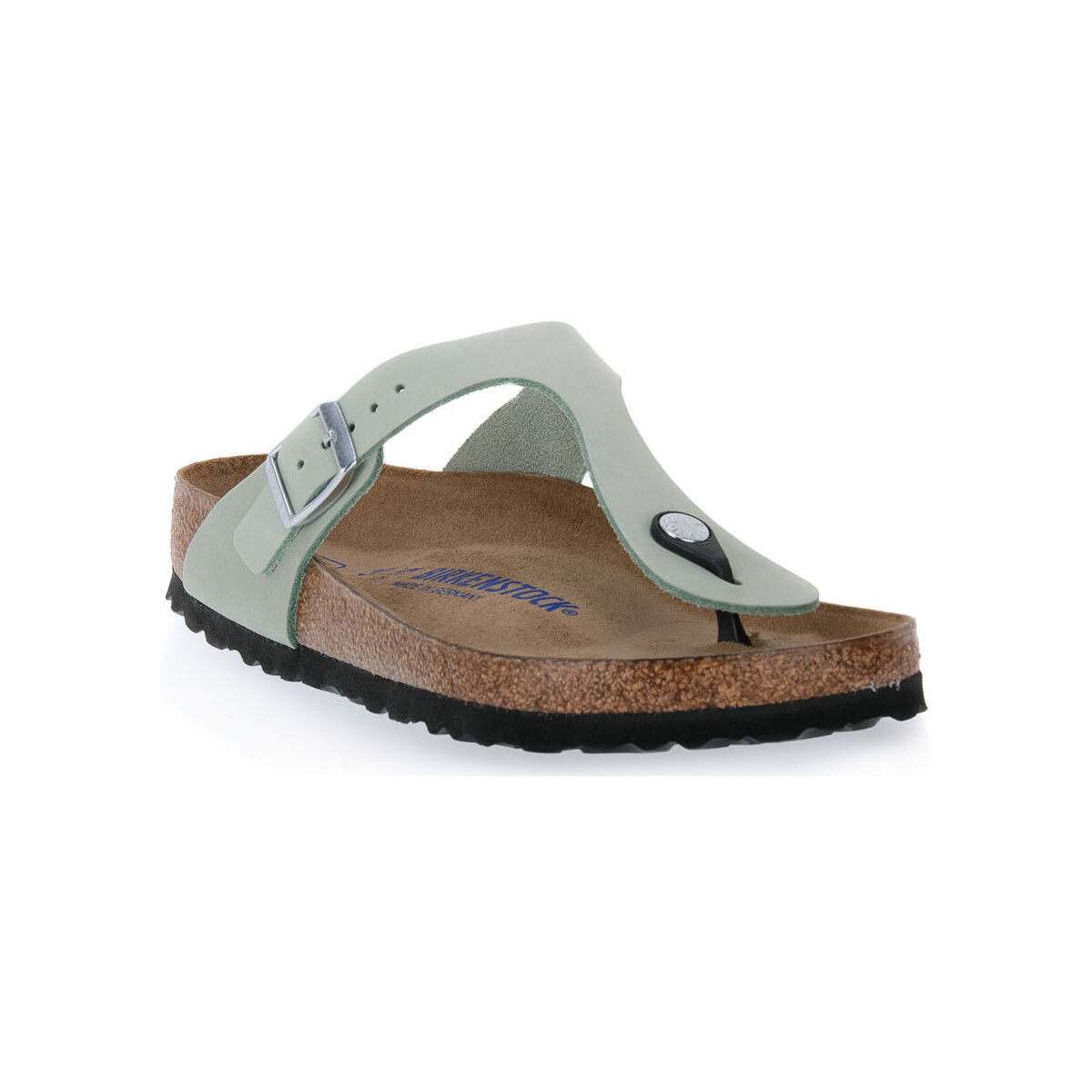 Čevlji  Ženske Natikači BIRKENSTOCK GIZEH MATCHA NOUBUCK CALZ N Zelena