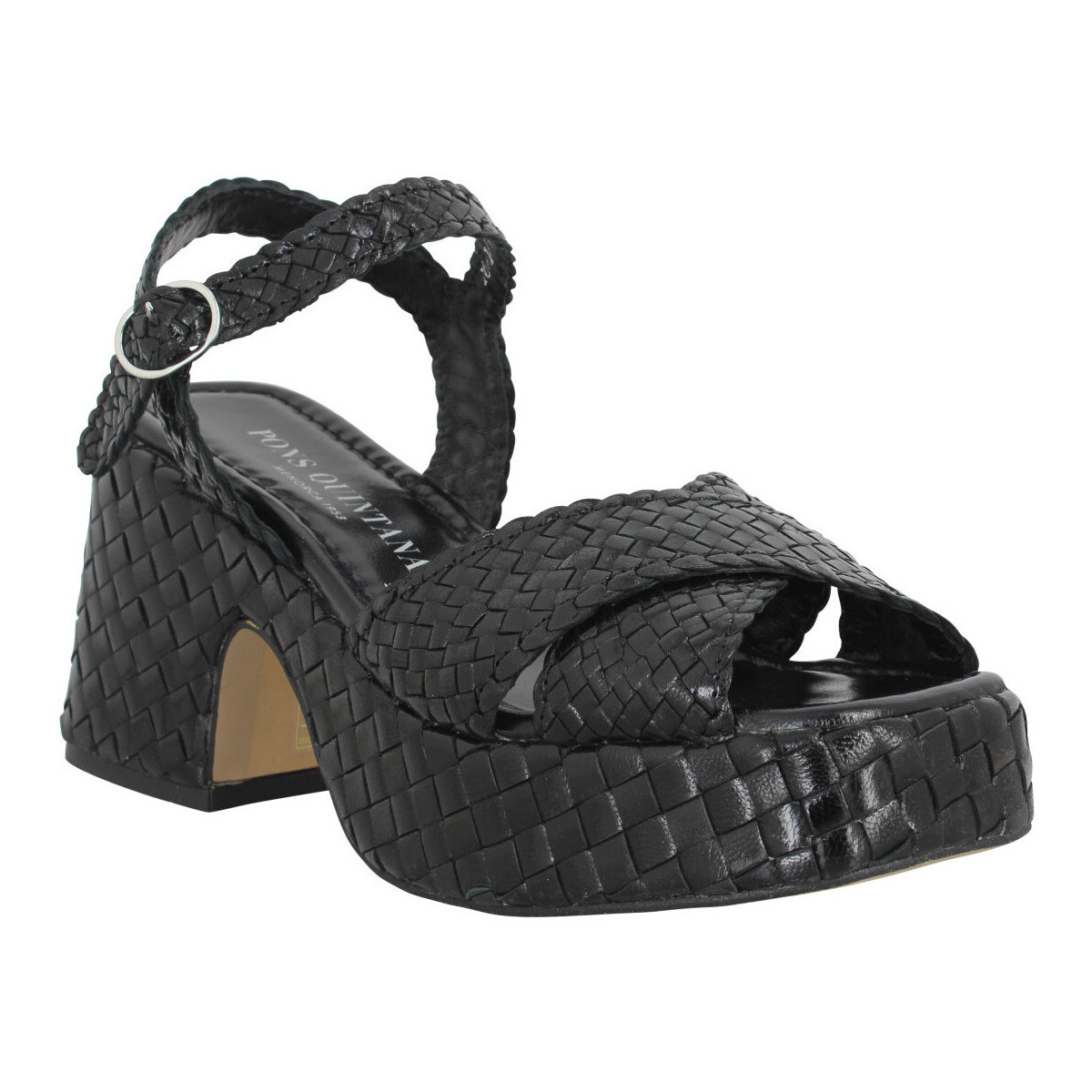Čevlji  Ženske Sandali & Odprti čevlji Pon´s Quintana 10414 Cuir Tresse Femme Noir Črna