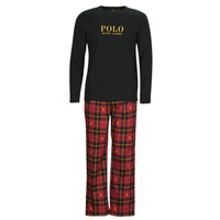 Oblačila Moški Pižame & Spalne srajce Polo Ralph Lauren L/S PJ SLEEP SET Črna / Rdeča