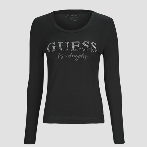 Oblačila Ženske Majice z dolgimi rokavi Guess LS VN LOGO MICRO Črna