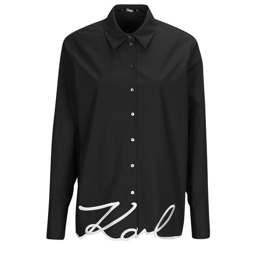 Oblačila Ženske Srajce & Bluze Karl Lagerfeld KARL HEM SIGNATURE SHIRT Črna
