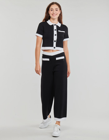 Oblačila Ženske Lahkotne hlače & Harem hlače Karl Lagerfeld CLASSIC KNIT PANTS Črna / Bela