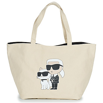 Torbice Ženske Nakupovalne torbe Karl Lagerfeld K/IKONIK 2.0 K&C CANV SHOPPER Kremno bela