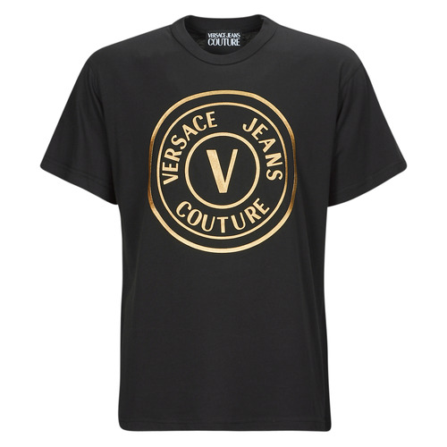Oblačila Moški Majice s kratkimi rokavi Versace Jeans Couture GAHT05 Črna / Pozlačena