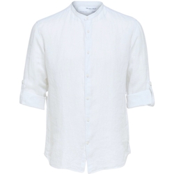 Oblačila Moški Srajce z dolgimi rokavi Selected Regkylian-Linen - Bright White Bela