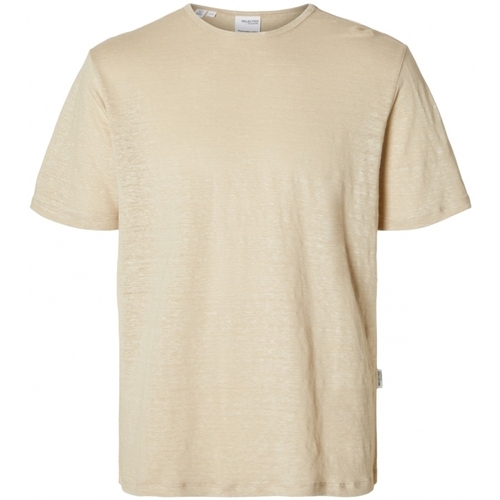 Oblačila Moški Majice & Polo majice Selected T-Shirt Bet Linen - Oatmeal Bež
