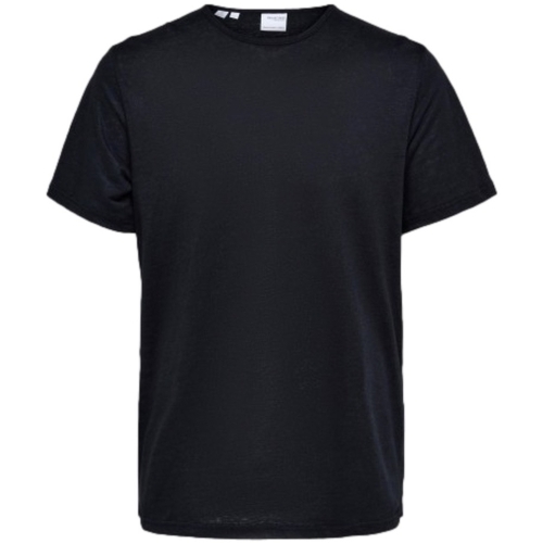 Oblačila Moški Majice & Polo majice Selected T-Shirt Bet Linen - Black Črna