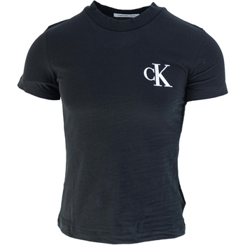 Oblačila Ženske Majice brez rokavov Calvin Klein Jeans Organic Cotton Logo T-Shirt Črna