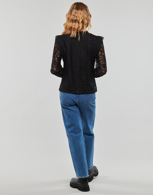 Pieces PCOLLINE LS LACE TOP NOOS BC Črna