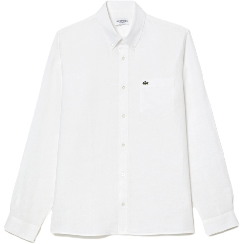 Oblačila Moški Srajce z dolgimi rokavi Lacoste Linen Casual Shirt - Blanc Bela