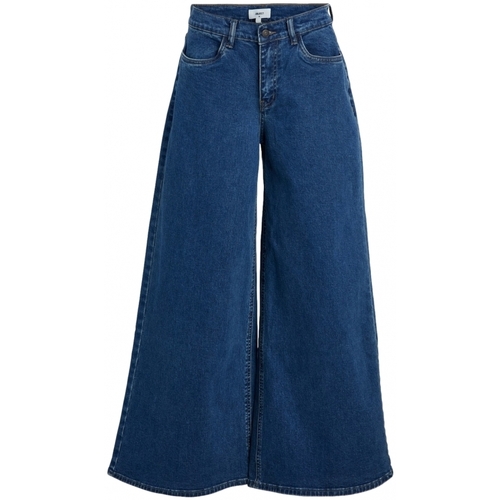 Oblačila Ženske Hlače Object Jeans Moji Wide - Medium Blue Denim Modra