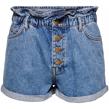 Oblačila Ženske Kratke hlače & Bermuda Only Shorts Cuba Paperbag - Medium Blue Denim Modra