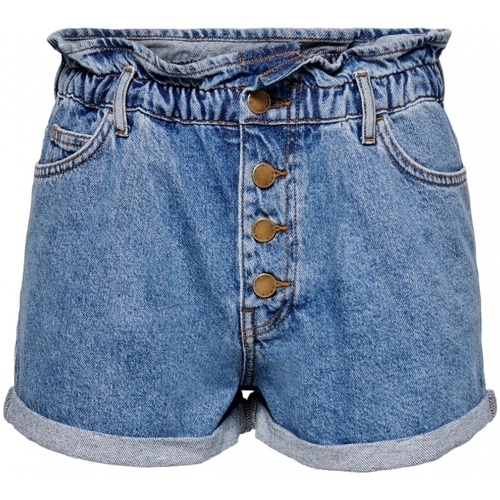 Oblačila Ženske Kratke hlače & Bermuda Only Shorts Cuba Paperbag - Medium Blue Denim Modra