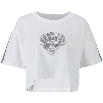 Oblačila Ženske Majice & Polo majice Ed Hardy Tiger glow crop top white Bela