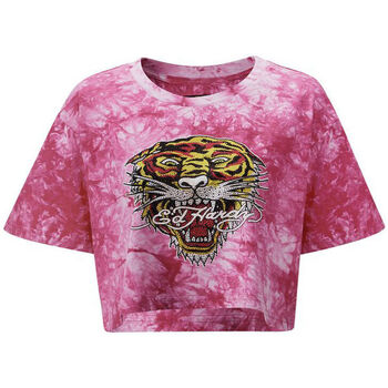 Oblačila Ženske Majice & Polo majice Ed Hardy Los tigre grop top hot pink Rožnata