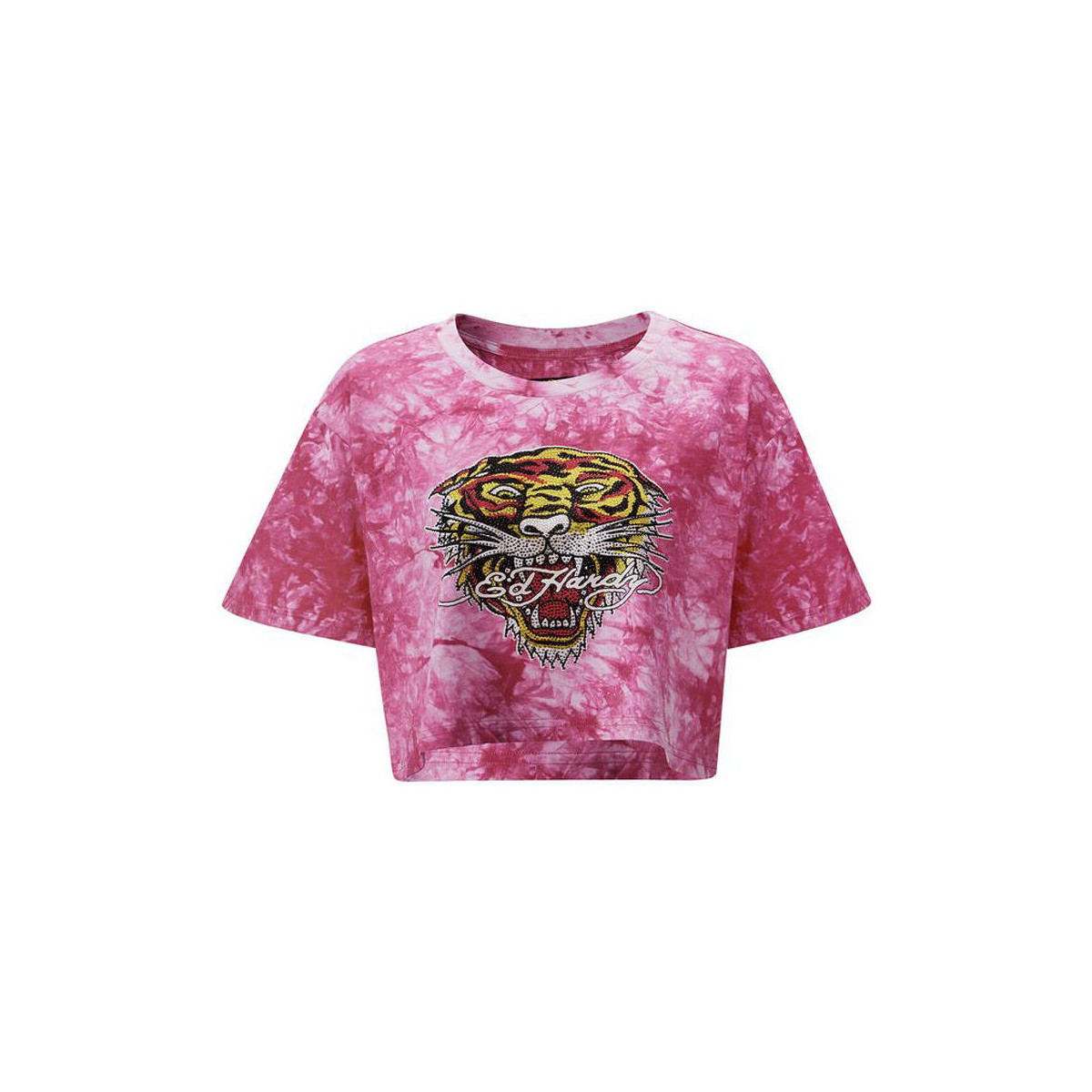 Oblačila Ženske Majice & Polo majice Ed Hardy Los tigre grop top hot pink Rožnata