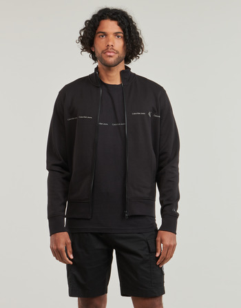 Oblačila Moški Puloverji Calvin Klein Jeans LOGO REPEAT ZIP THROUGH Črna